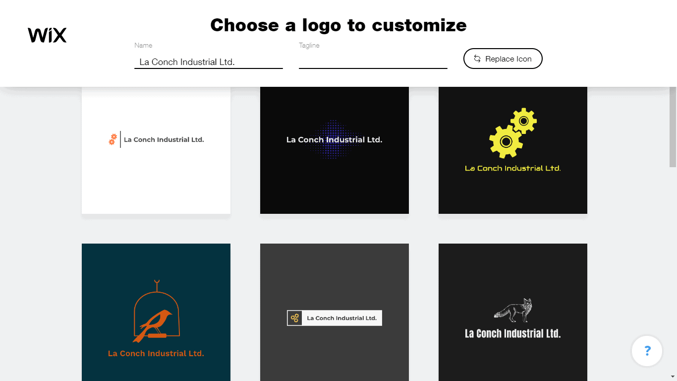 Wix Logo Maker screenshot - logo suggestions