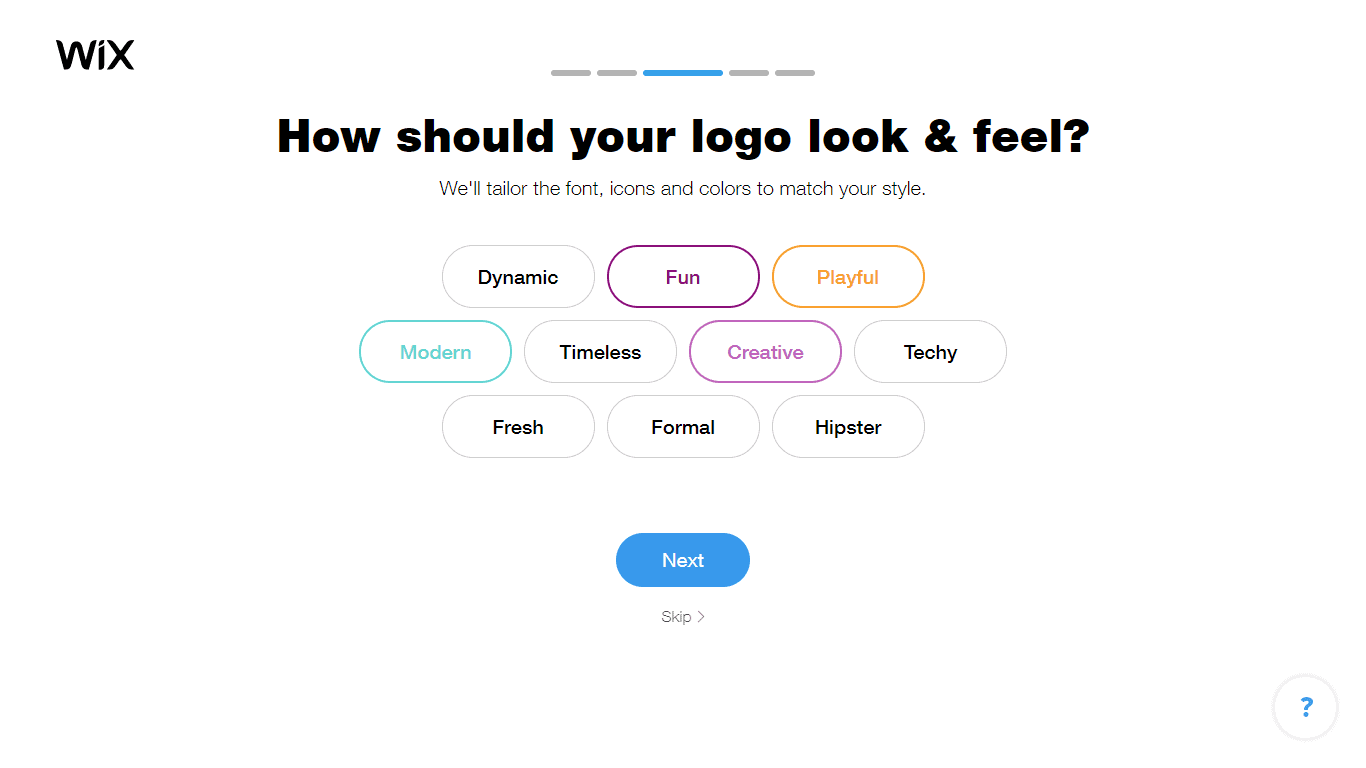 Wix Logo Maker screenshot - look & feel