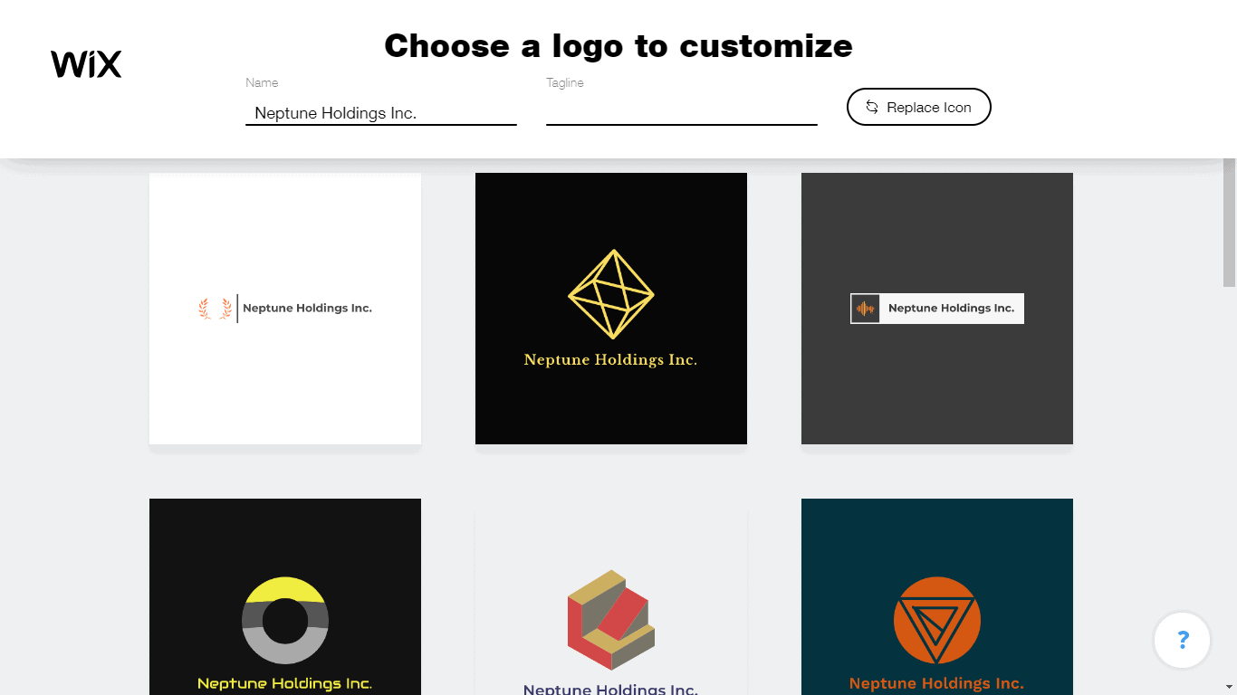 Wix Logo Maker screenshot - logo suggestions