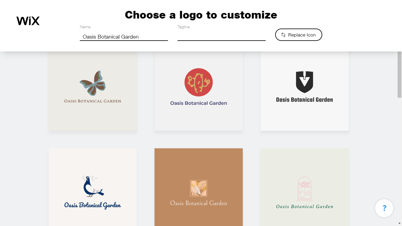 Wix Logo Maker screenshot - logo suggestions