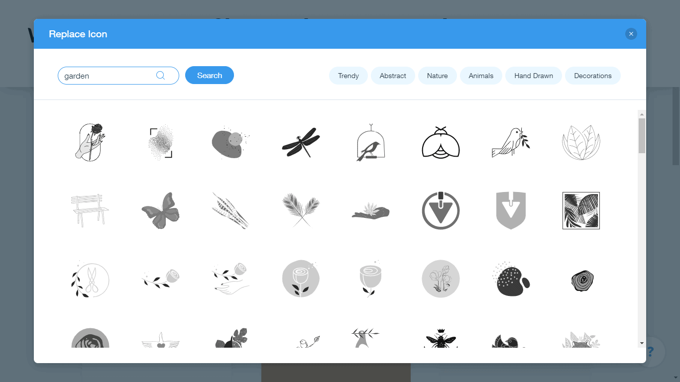 Wix Logo Maker screenshot - garden icons