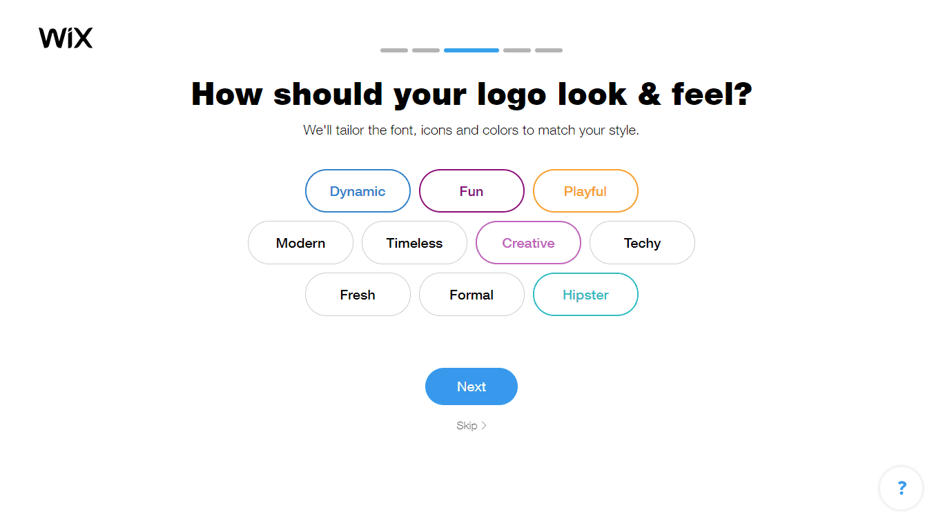 Wix Logo Maker screenshot - look & feel