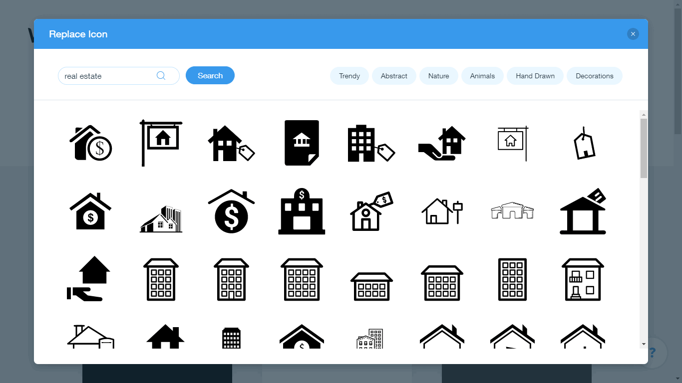 Wix Logo Maker screenshot - real estate icons