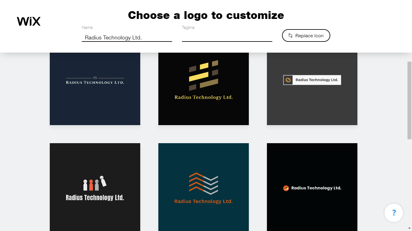 Wix Logo Maker screenshot - logo suggestions