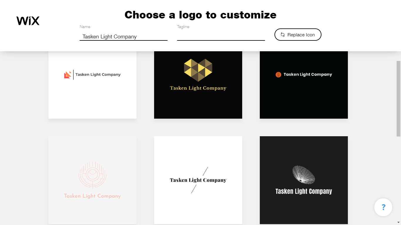 Wix Logo Maker screenshot - logo suggestions