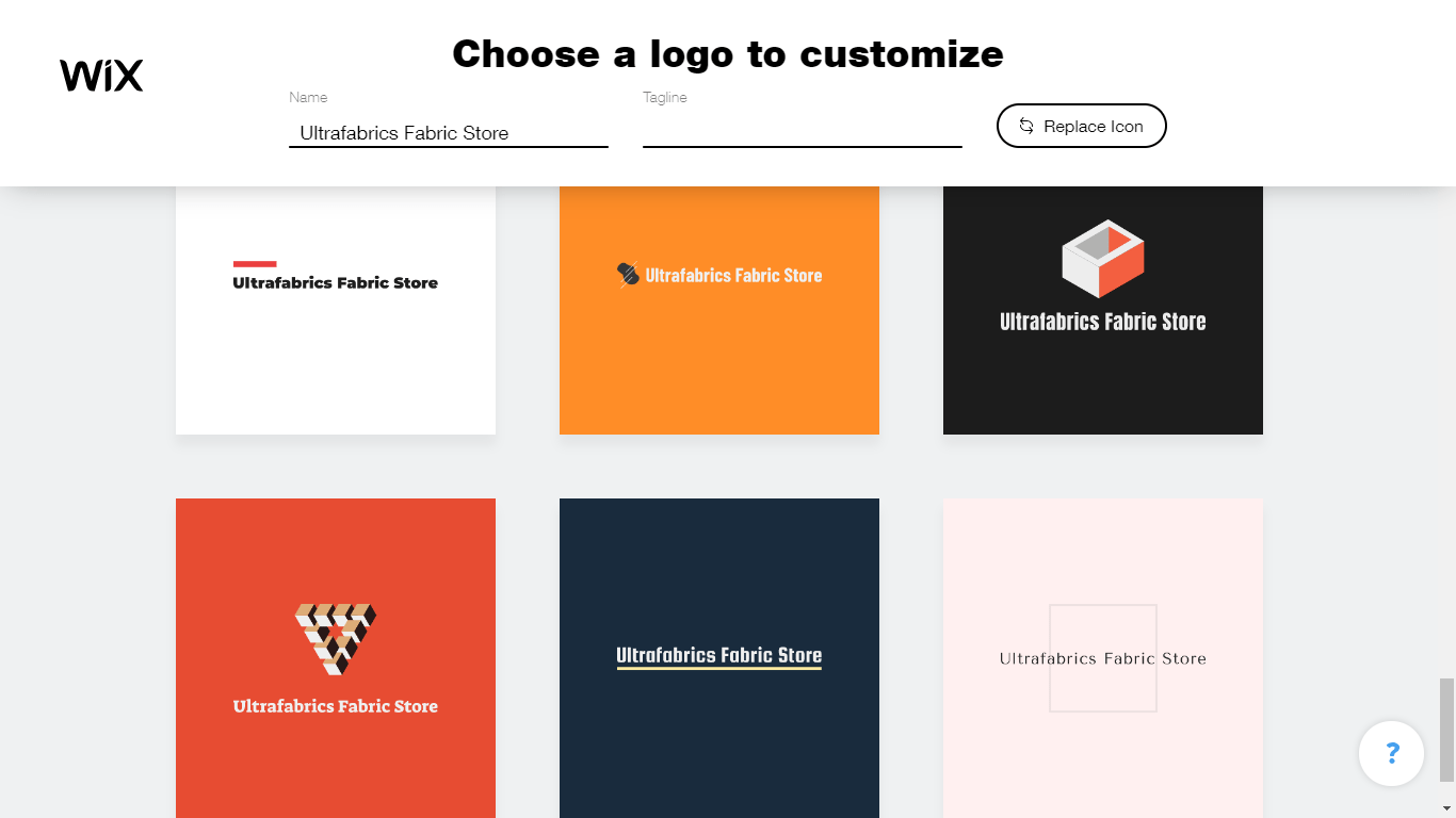 Wix Logo Maker screenshot - logo suggestions