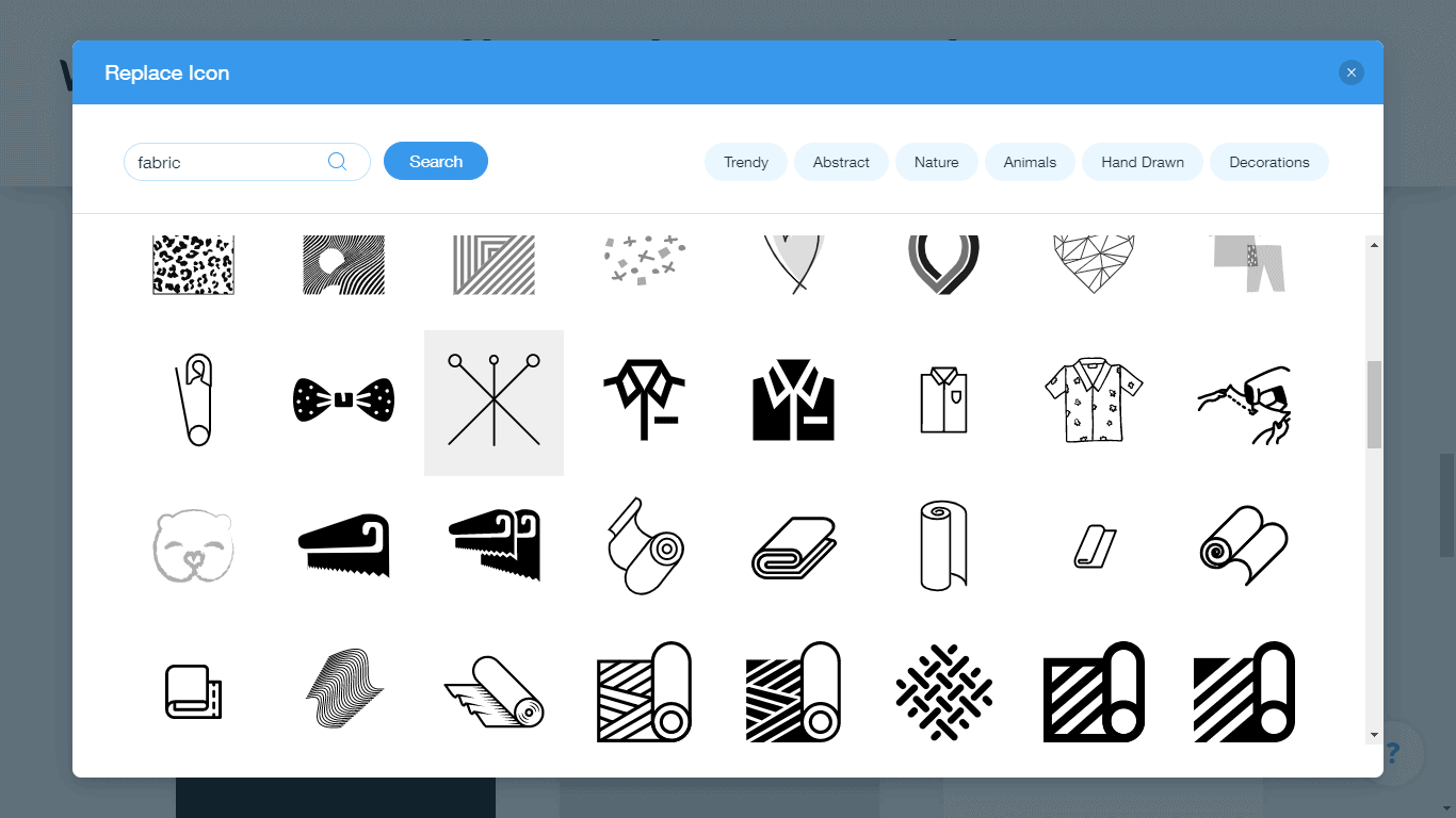 Wix Logo Maker screenshot - fabric icons