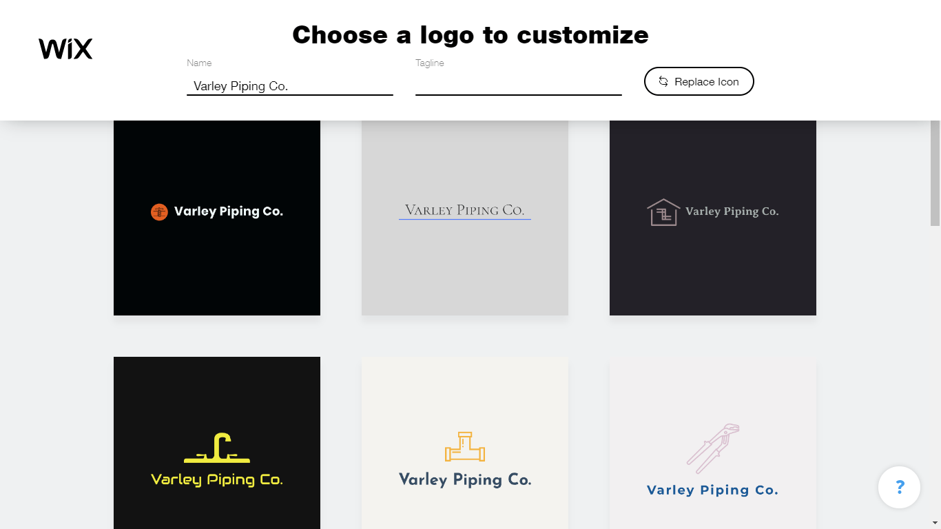 Wix Logo Maker screenshot - logo suggestions