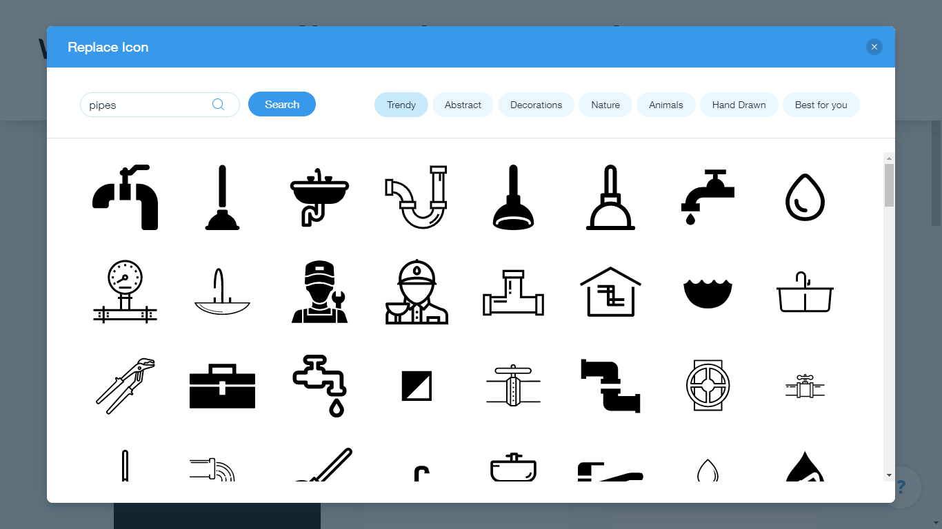 Wix Logo Maker screenshot - pipes icons