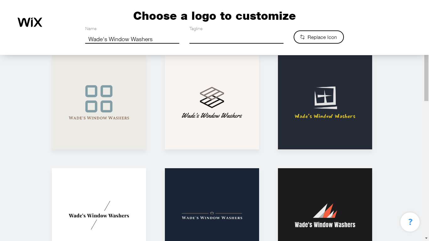 Wix Logo Maker screenshot - logo suggestions