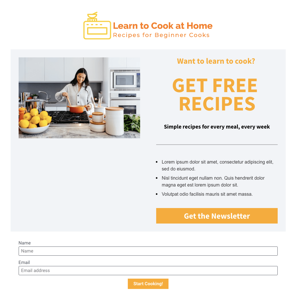 Landing page created on Leadpages
