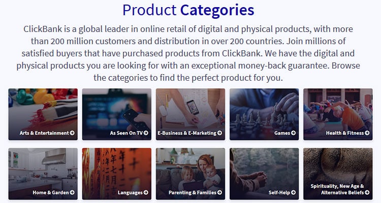 clickbank product categories