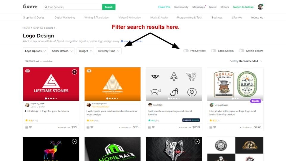 Fiverr's Logo Design category