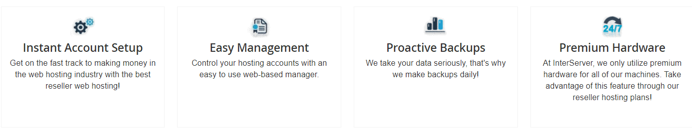 InterServer's reseller hosting features