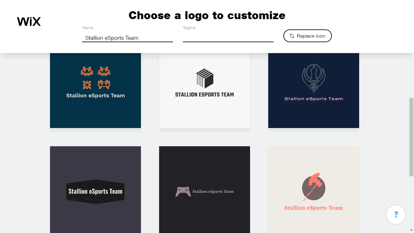 Wix Logo Maker screenshot - logo suggestions