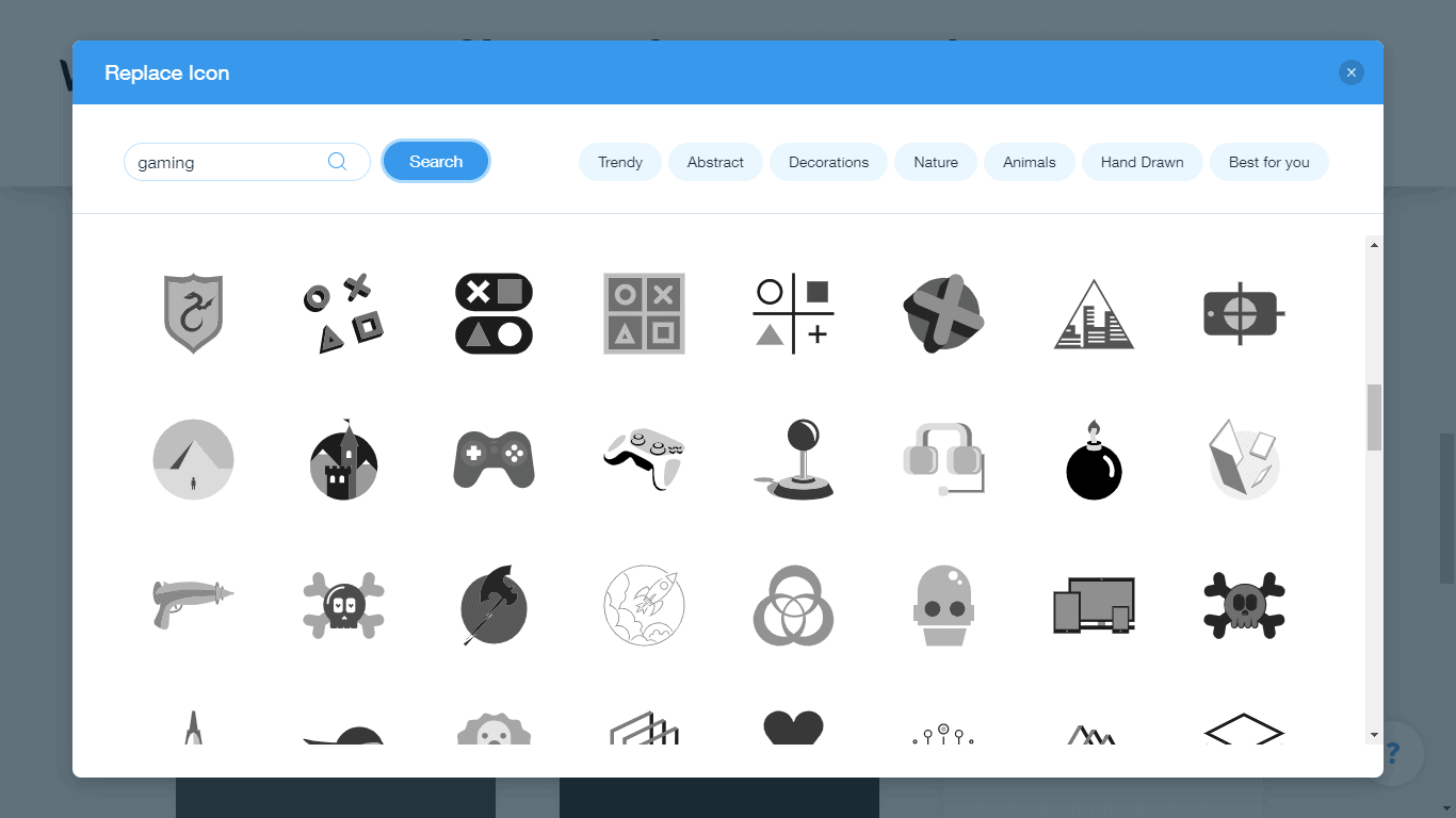 Wix Logo Maker screenshot - gaming icons