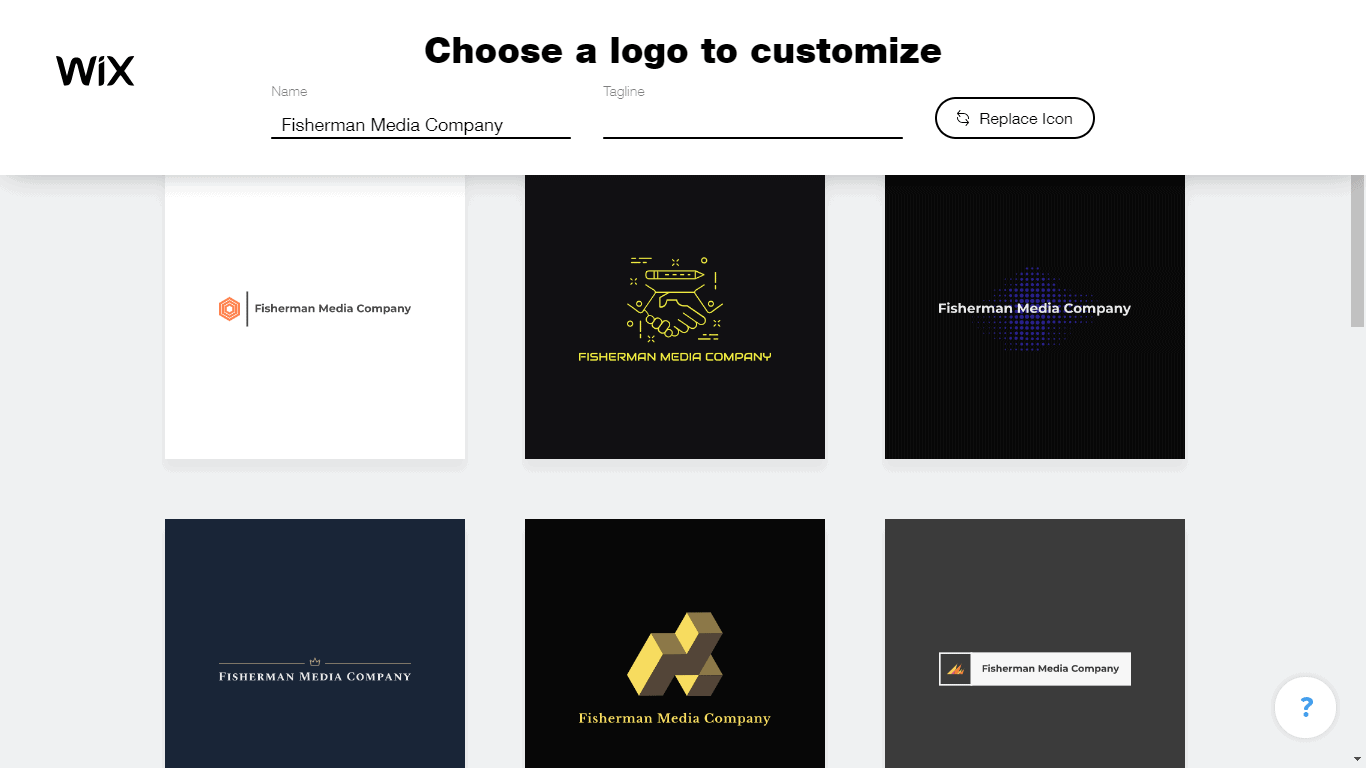 Wix Logo Maker screenshot - logo suggestions