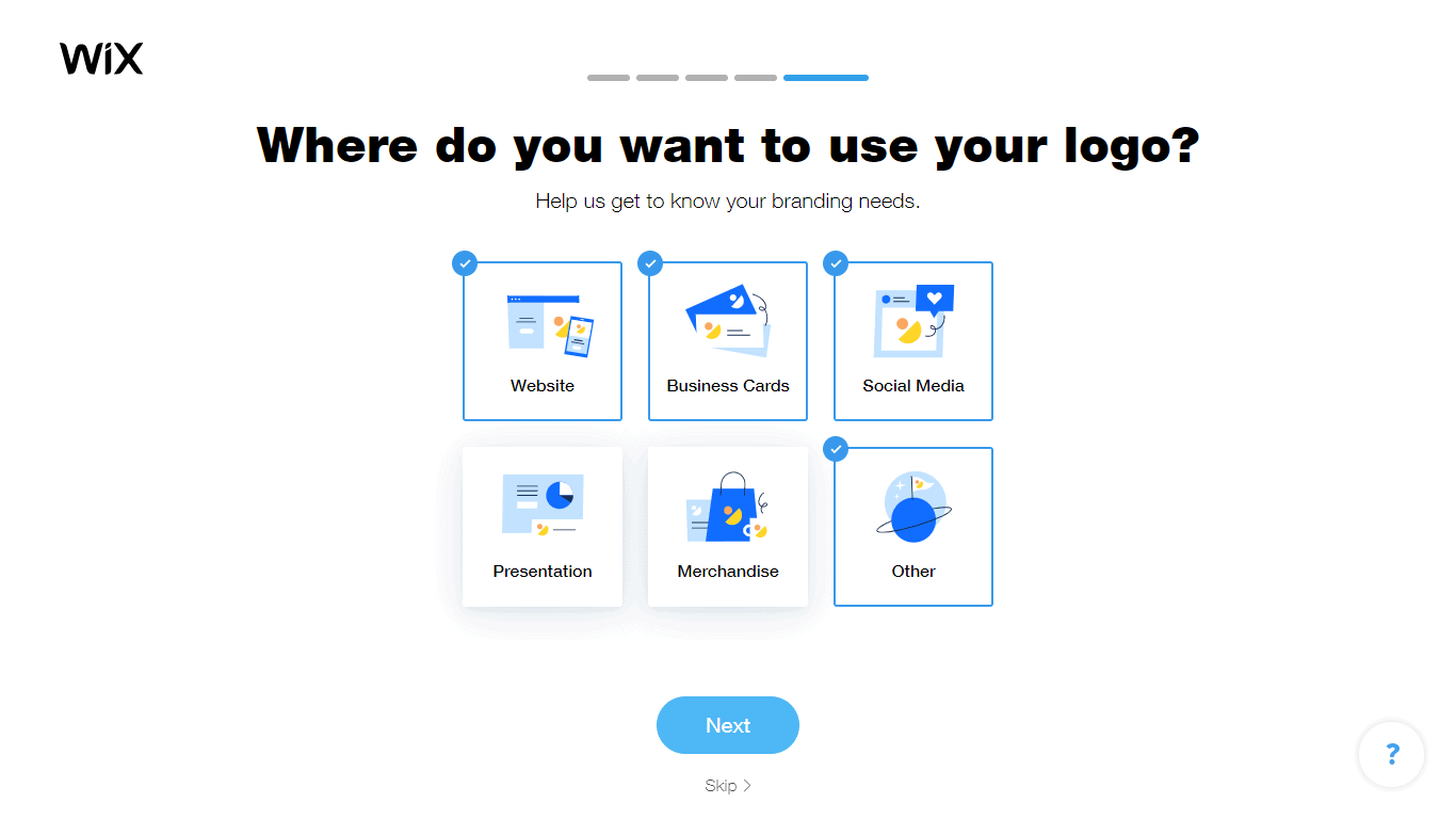 Wix Logo Maker screenshot - branding needs