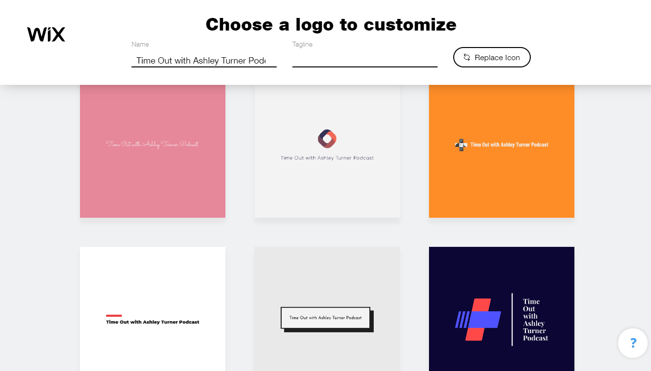 Wix Logo Maker screenshot - logo suggestions