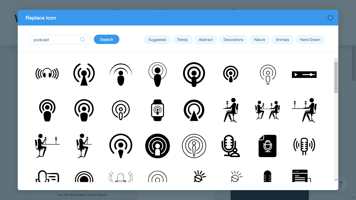 Wix Logo Maker screenshot - podcast icons