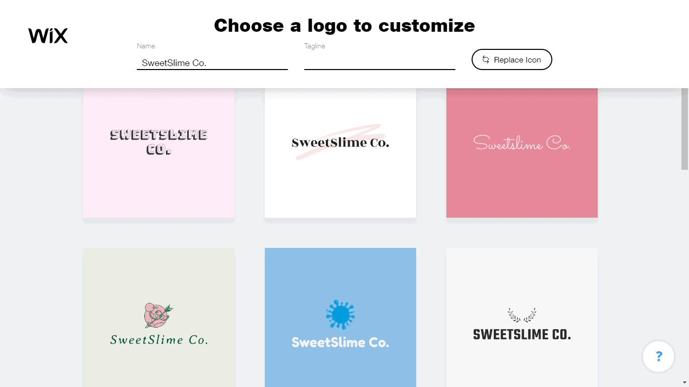 Wix Logo Maker screenshot - logo suggestions