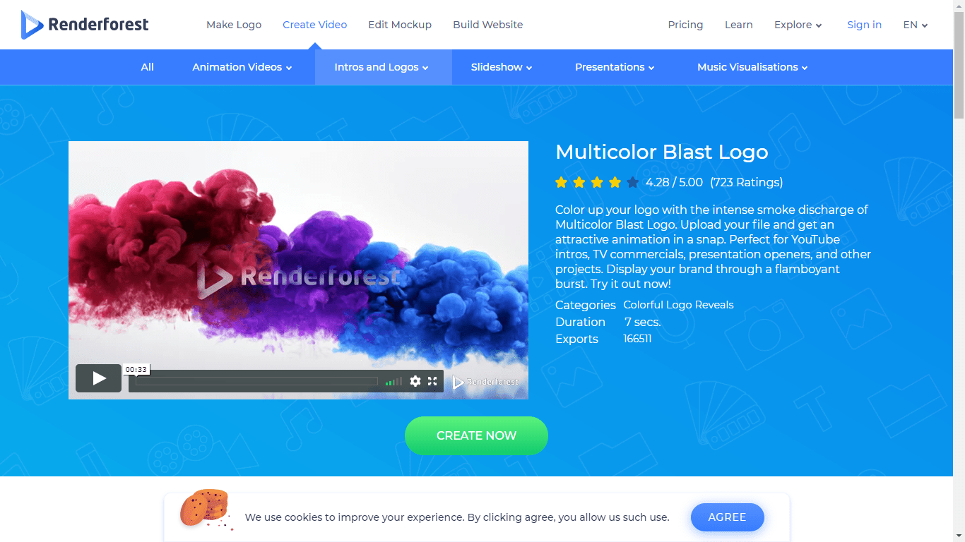 Renderforest screenshot - Multicolor blast logo