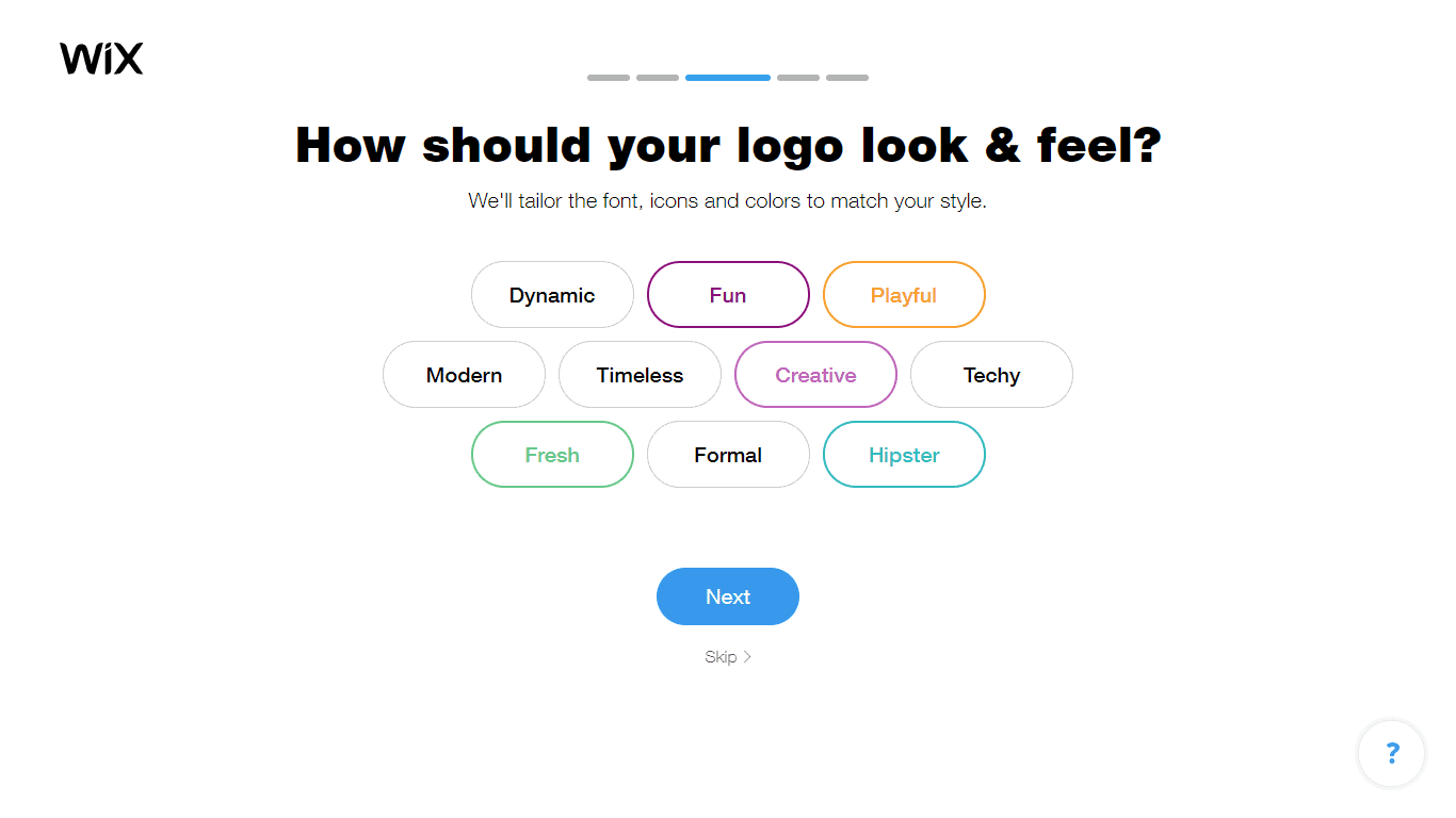 Wix Logo Maker screenshot - look & feel