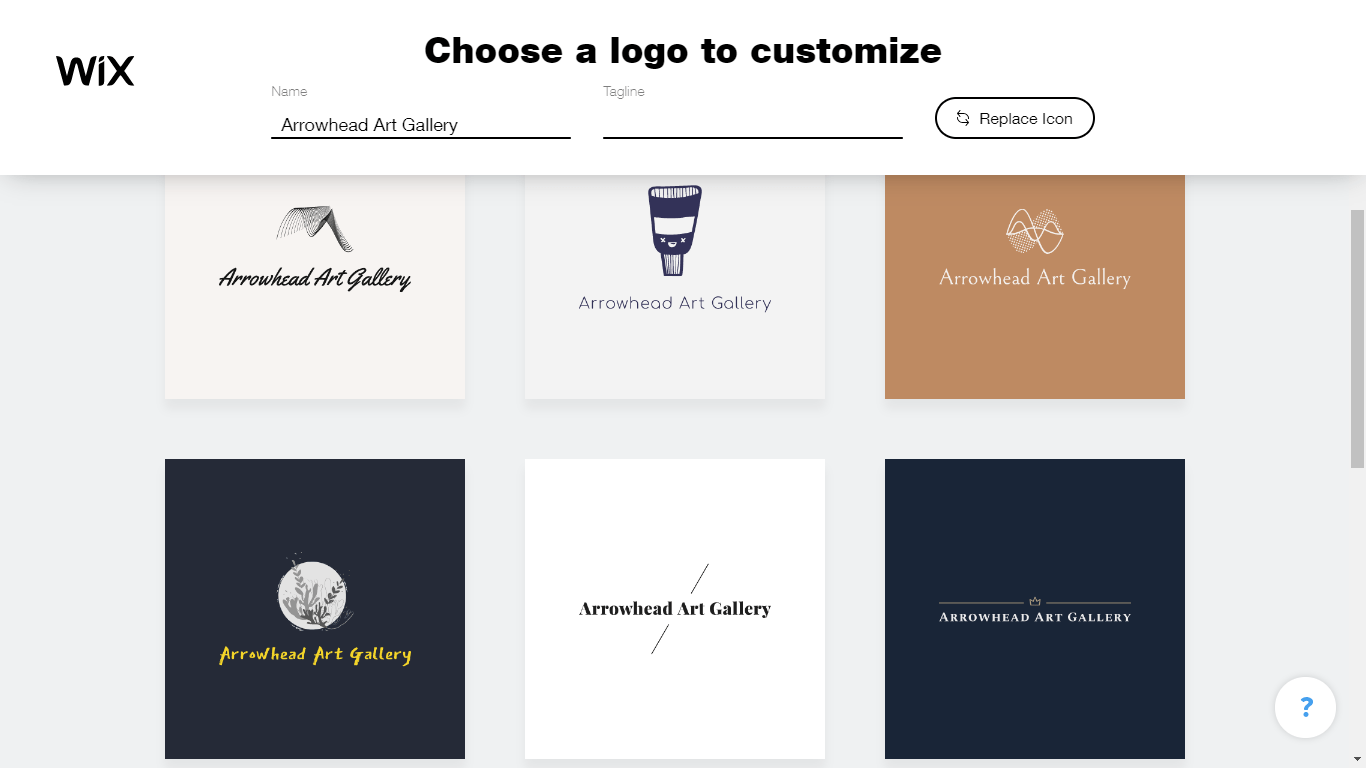 Wix Logo Maker screenshot - logo suggestions