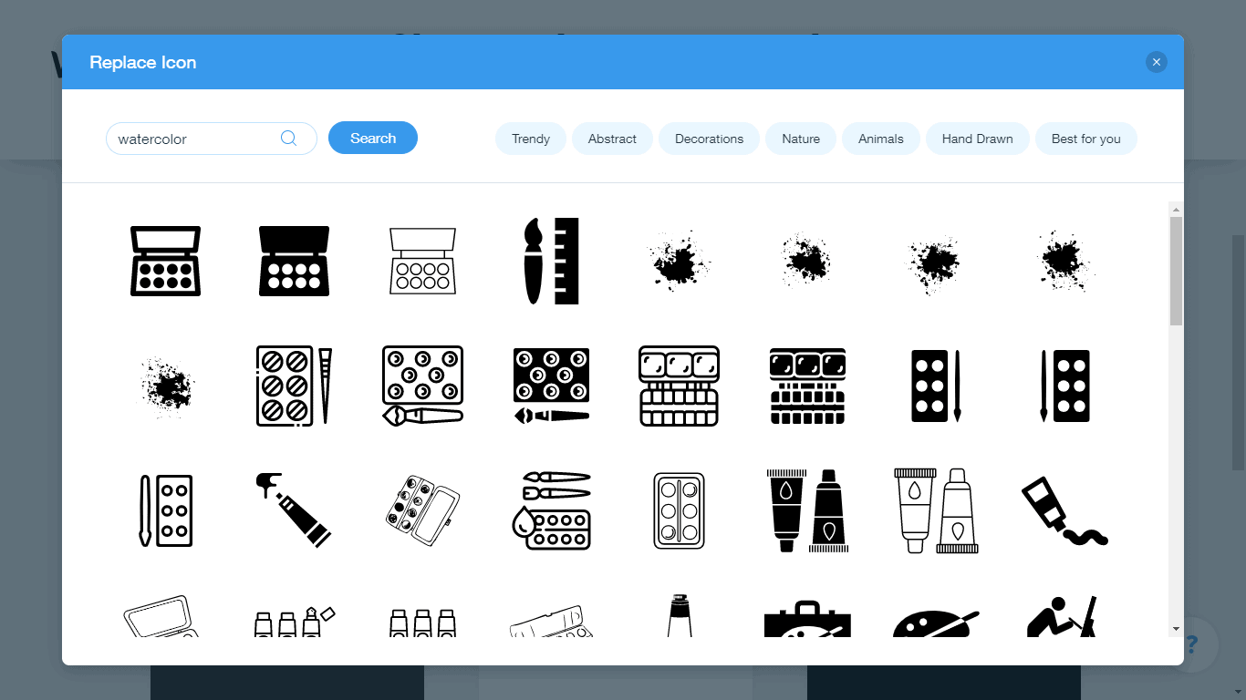 Wix Logo Maker screenshot - watercolor icons
