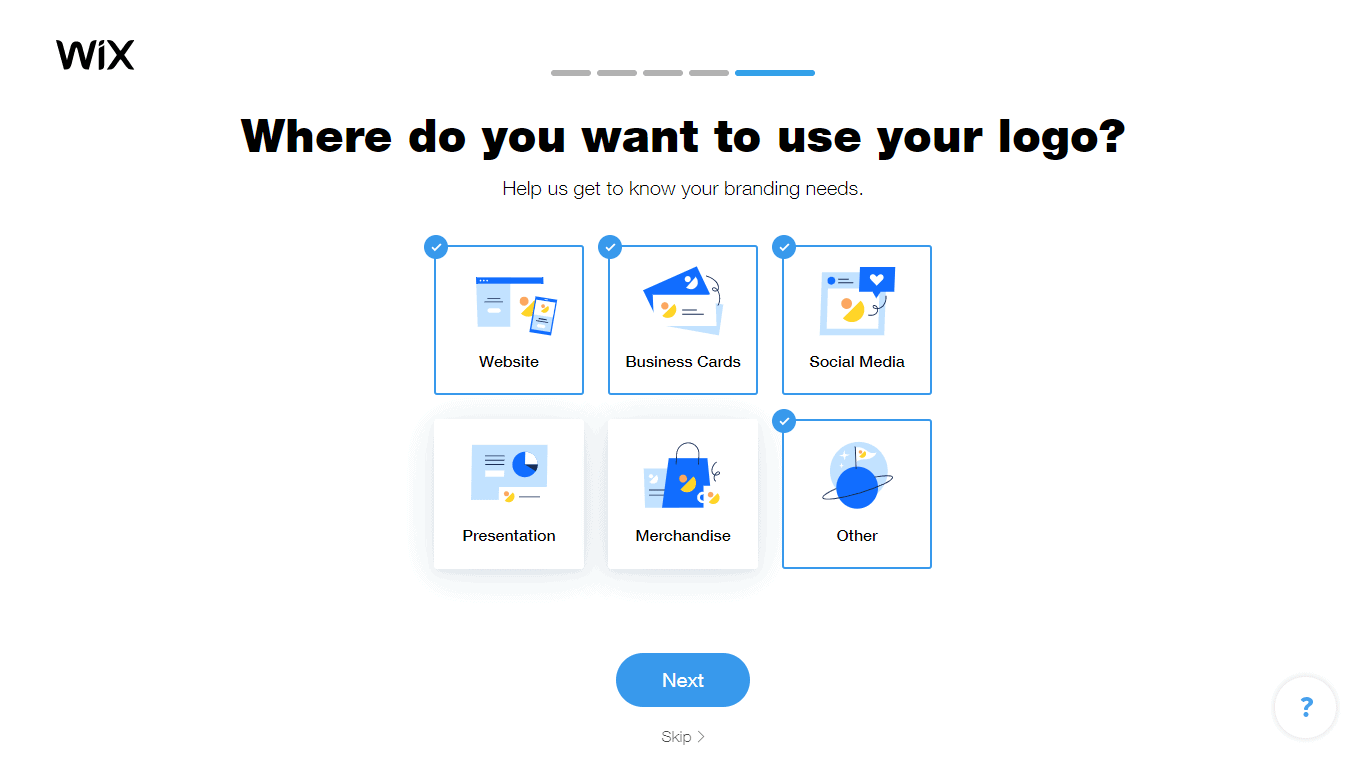 Wix Logo Maker screenshot - branding needs