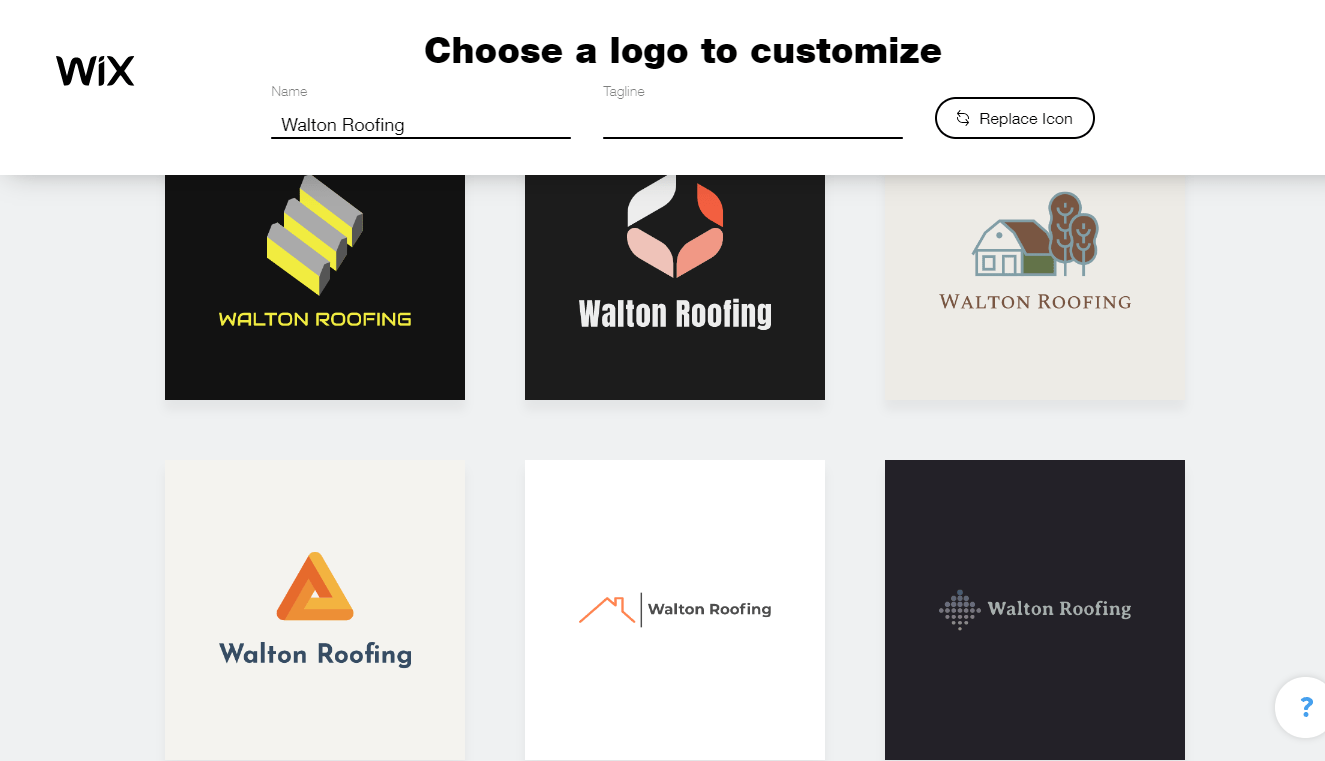 Wix Logo Maker screenshot - logo suggestions