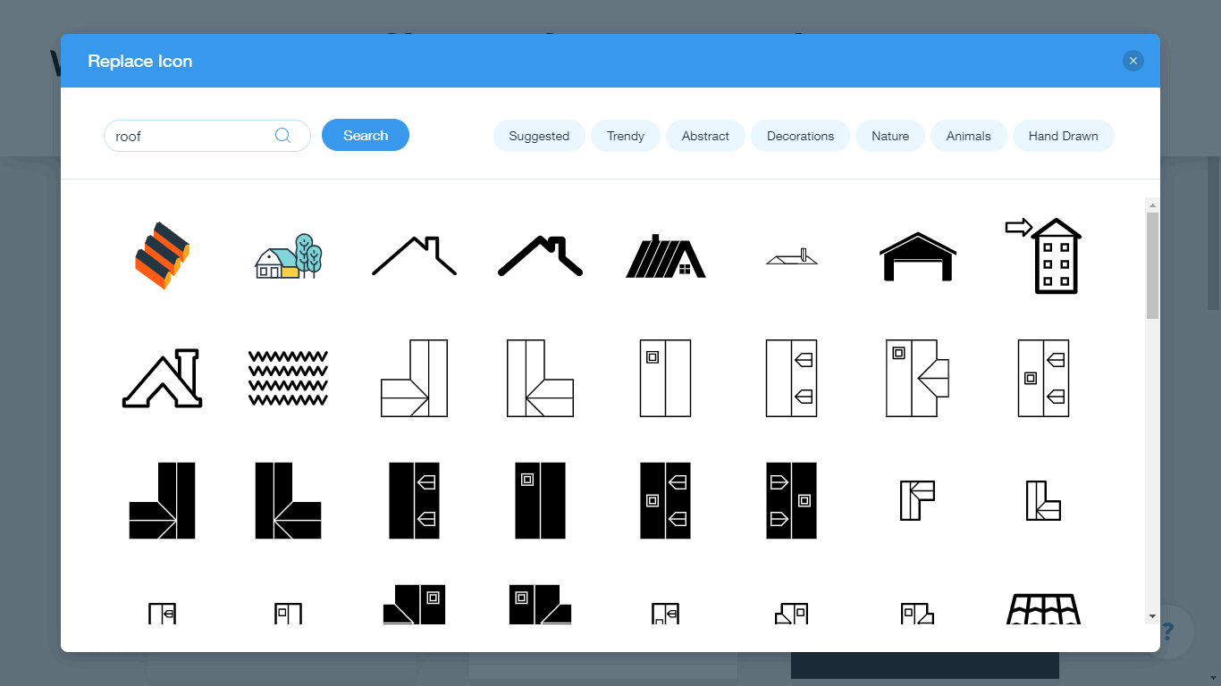 Wix Logo Maker screenshot - roof icons