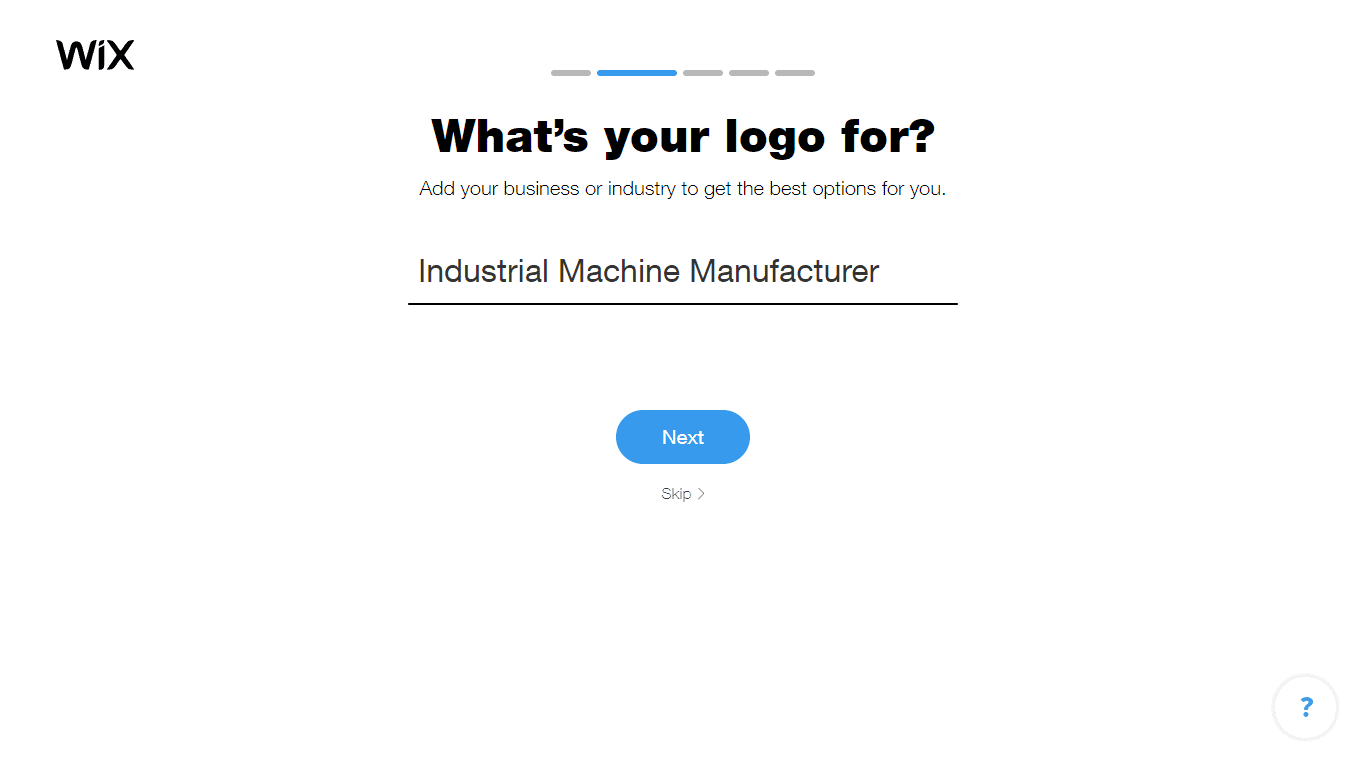 Wix Logo Maker screenshot - Choose industry option