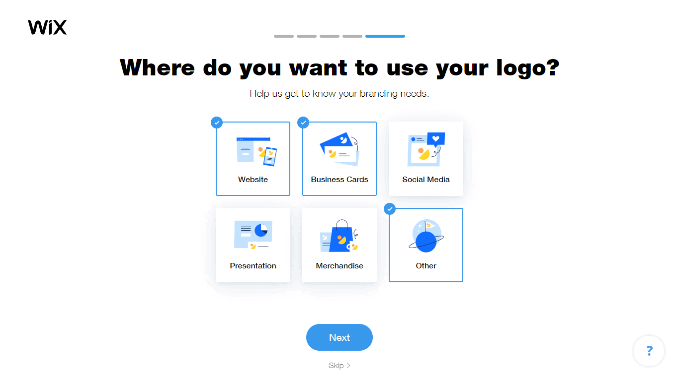 Wix Logo Maker screenshot - branding needs