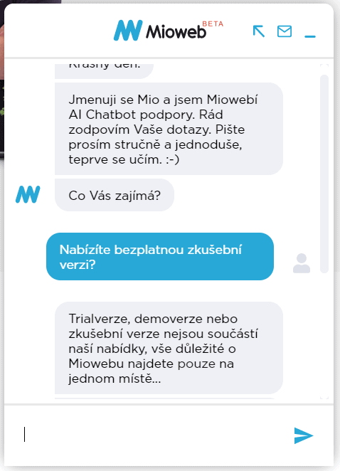 Uživatelská podpora Mioweb