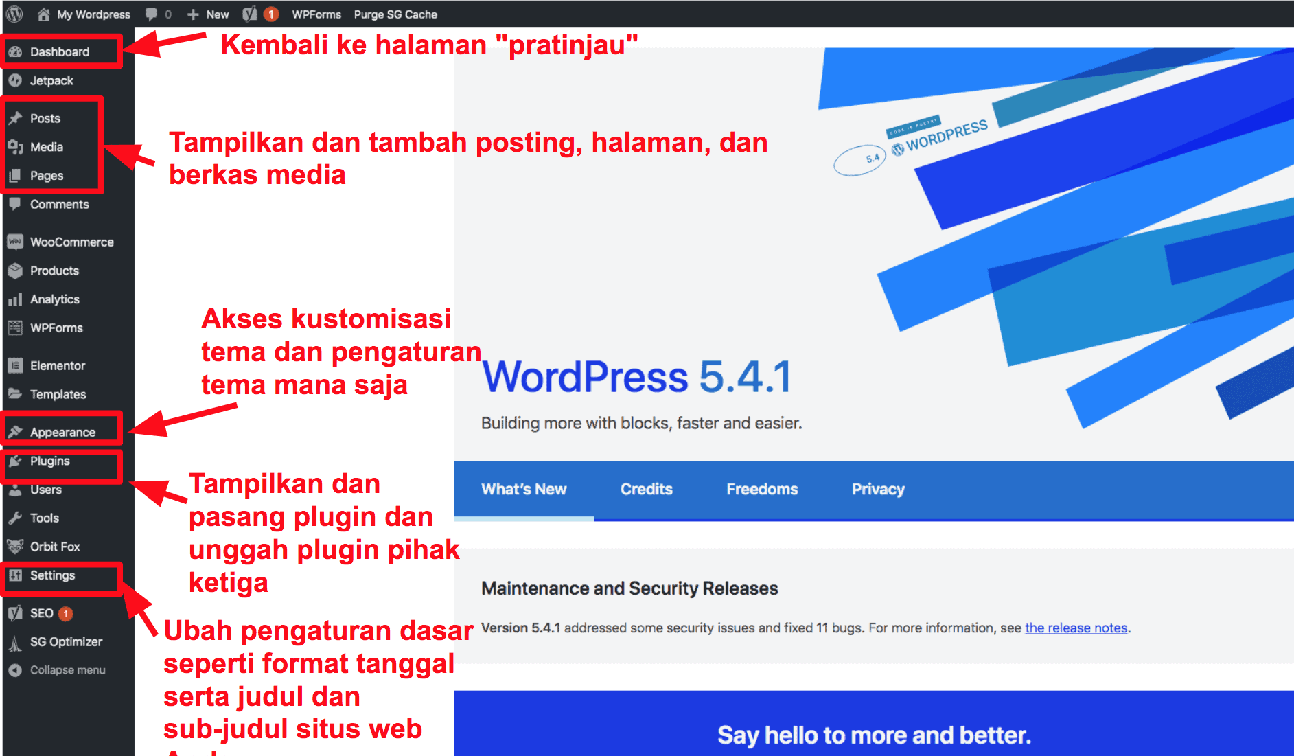 The WordPress dashboard ID16
