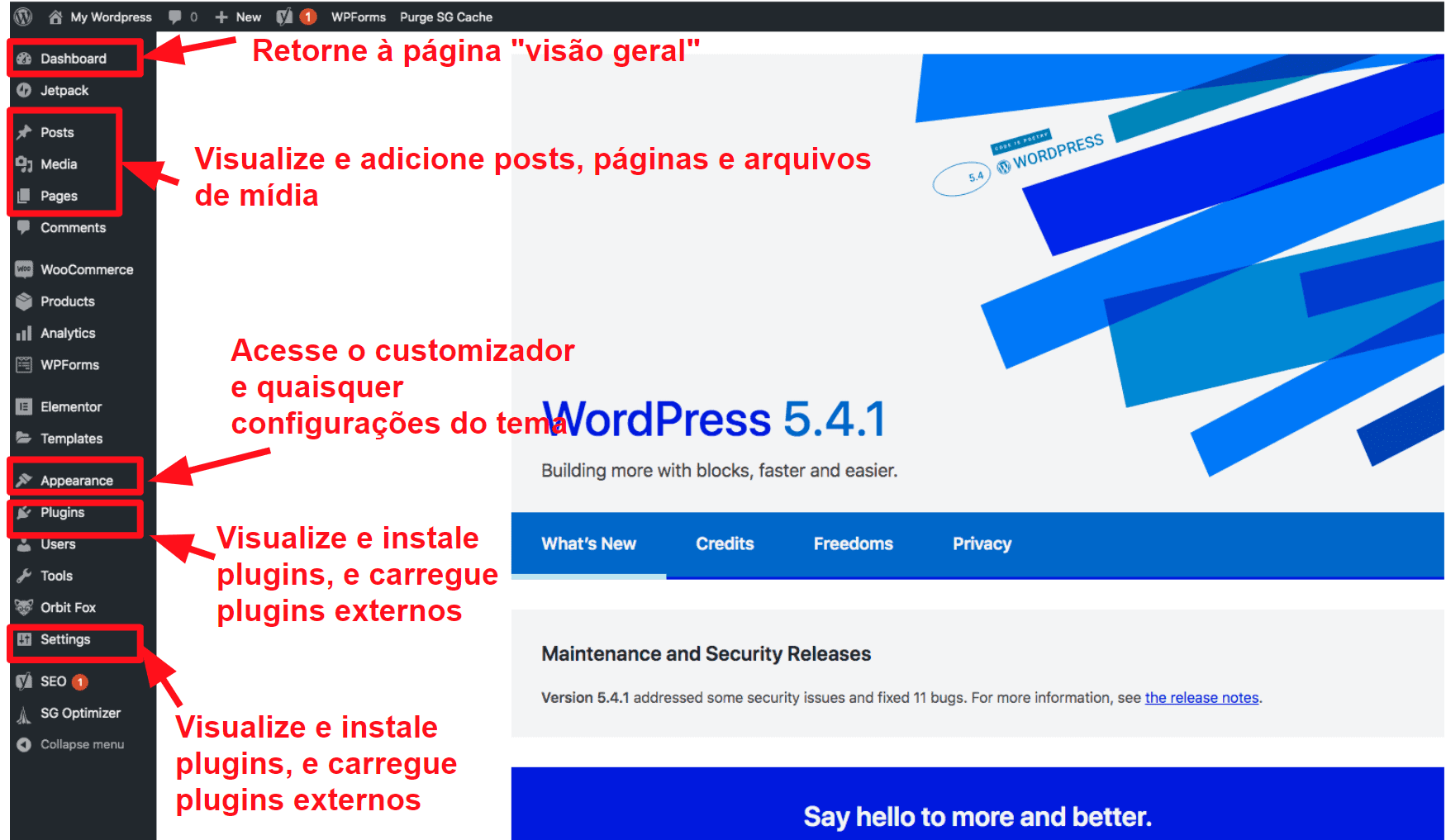 The WordPress dashboard PT16