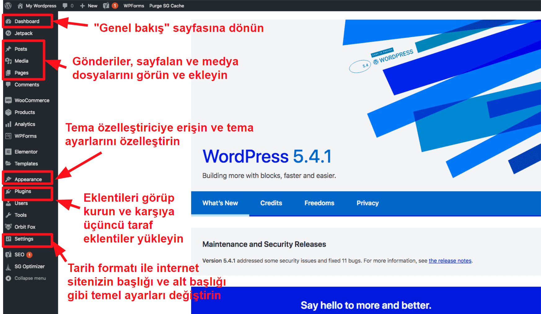 The WordPress dashboard TR16