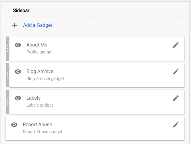 Blogger layout tab