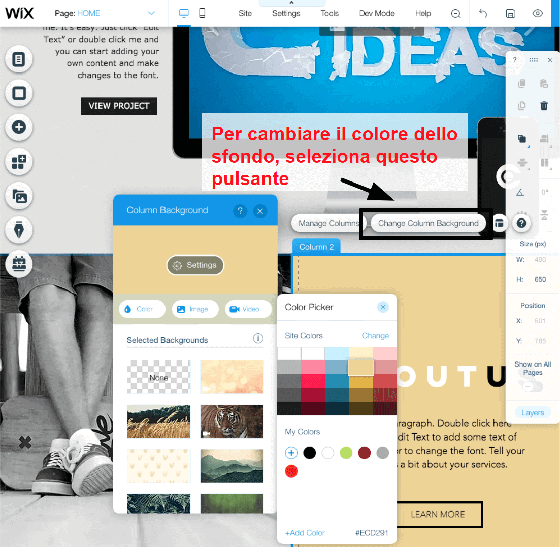 changing colors in the Wix editor IT3