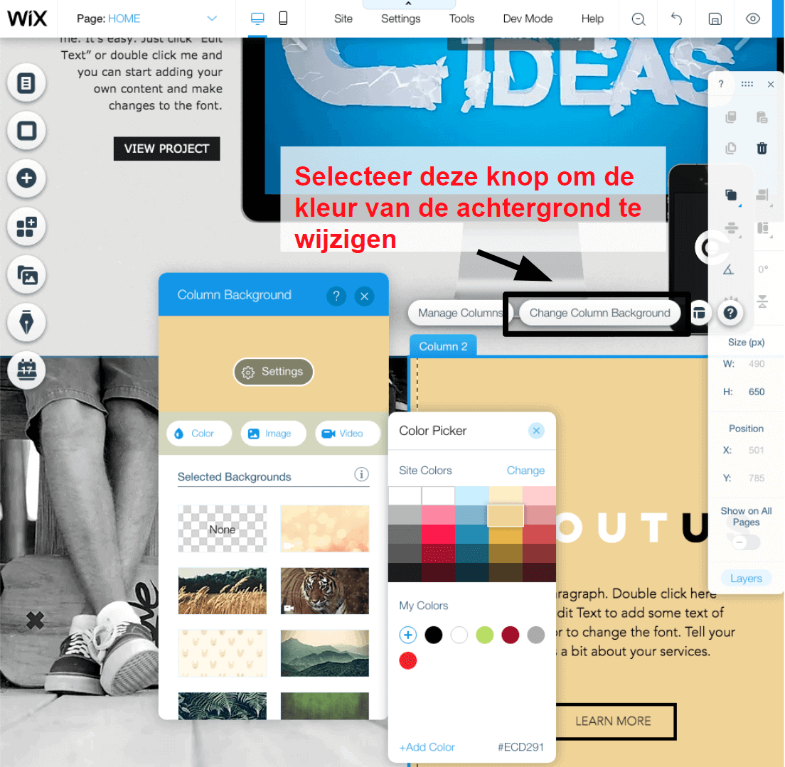 changing colors in the Wix editor NL3 1