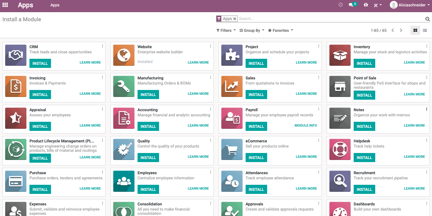 Odoo "Apps" section