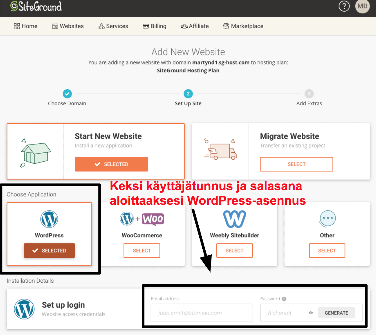 installing wordpress via siteground FL14