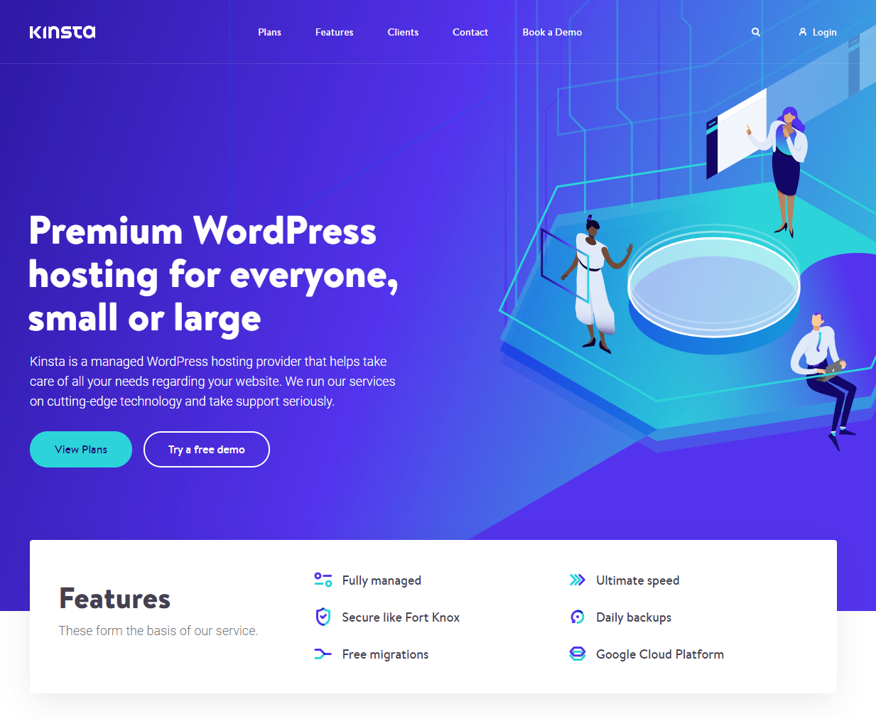 The Kinsta home page