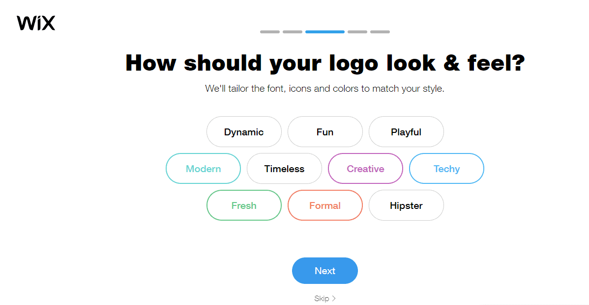 Wix Logo Maker screenshot - look & feel