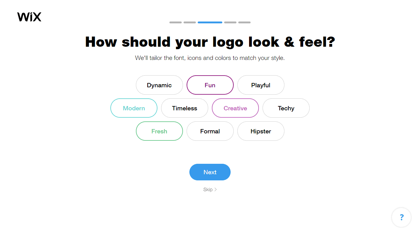 Wix Logo Maker screenshot - look & feel