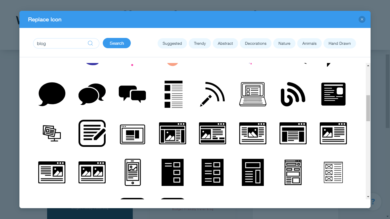 Wix Logo Maker screenshot - Blog icons