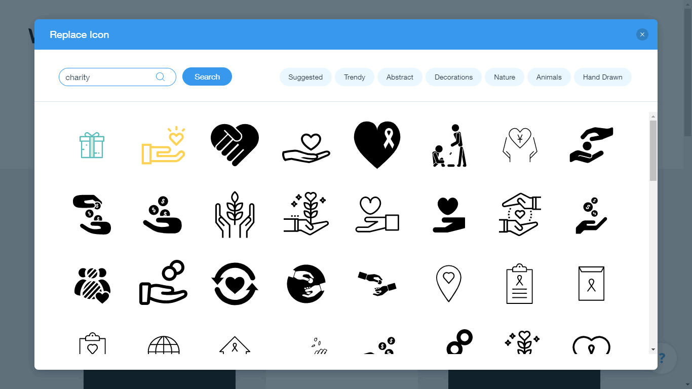 Wix Logo Maker screenshot - Charity icons