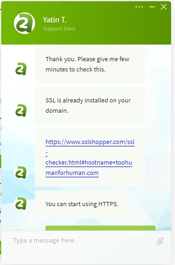 A2 Hosting's live chat support